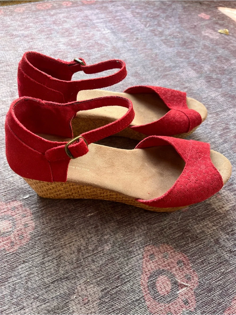 Tom’s Red Suede Platform Sandals